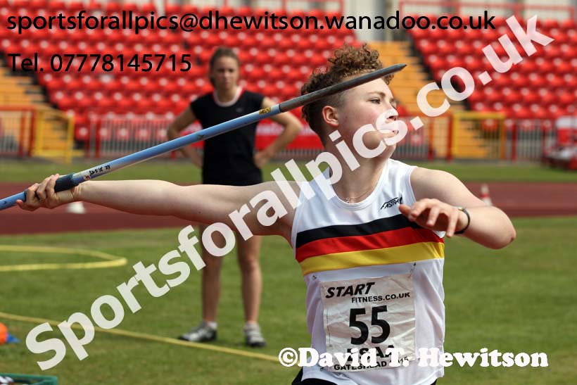 Senior girls javelin, 2015 English Schools, Gateshead. Photo: David T. Hewitson/Sports for All Pics
